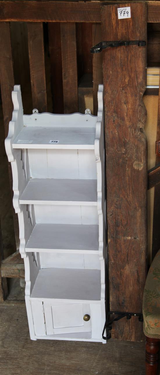 Painted pine wall shelf & another
